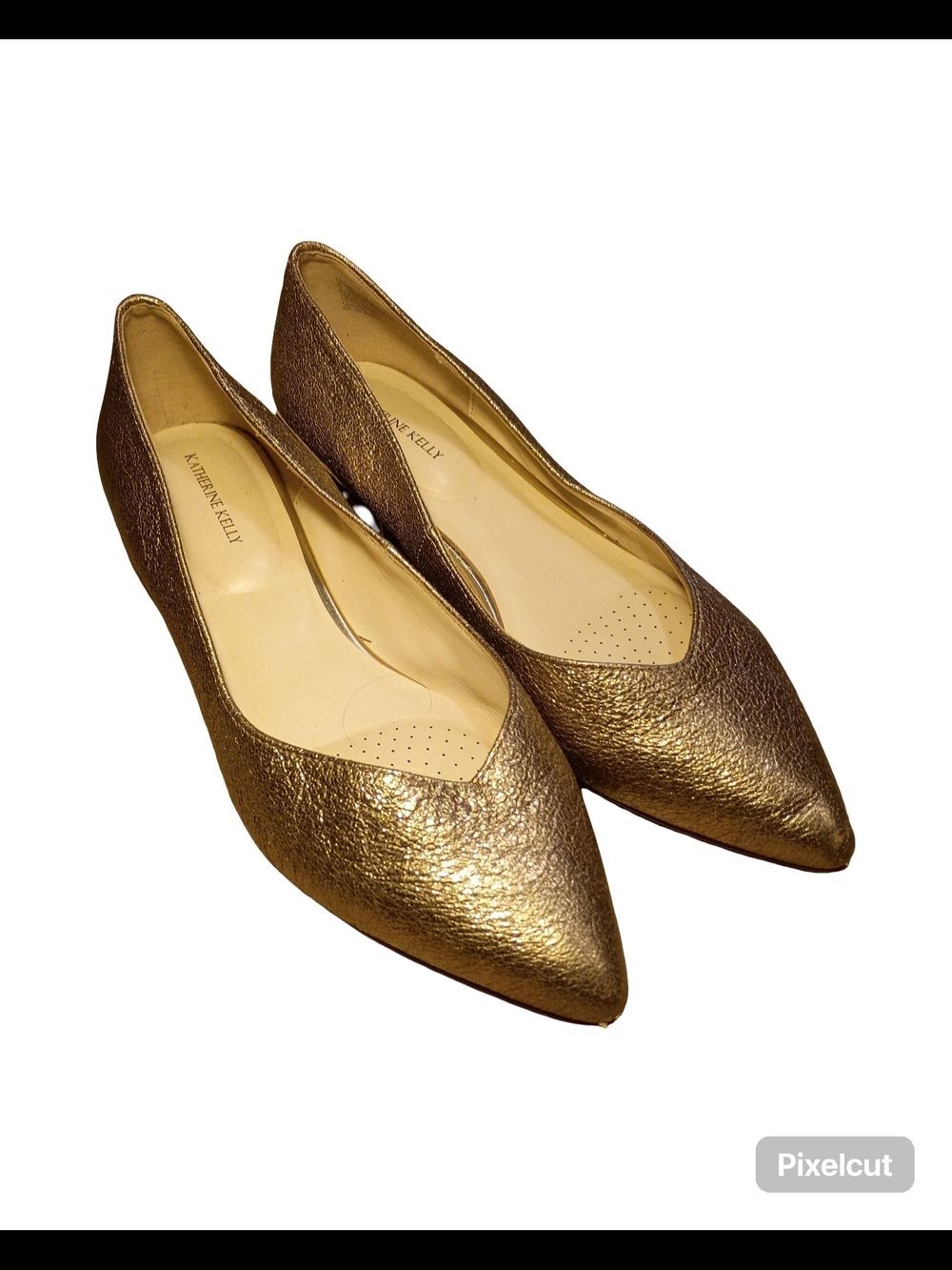 Katherine Kelly brand pointed-toe flats in a gold metallic finish - Picture 15 of 16